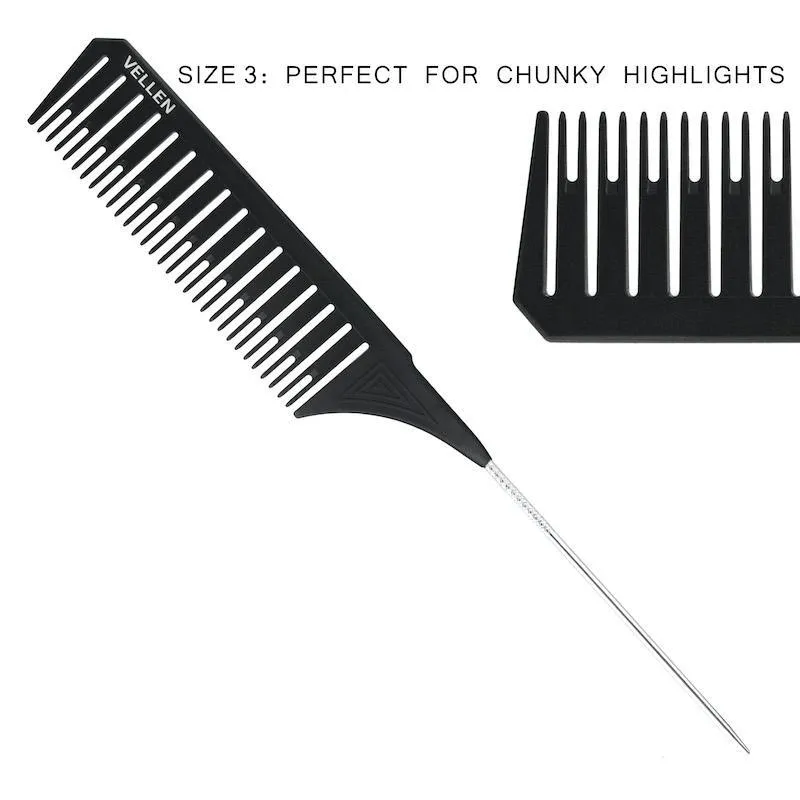 Vellen Hair Pemium Tail Comb Set Black Trio**