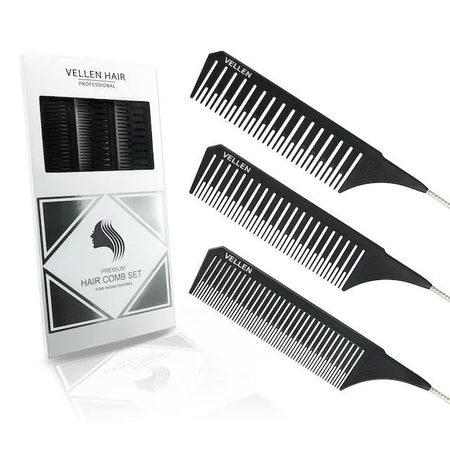 Vellen Hair Pemium Tail Comb Set Black Trio**