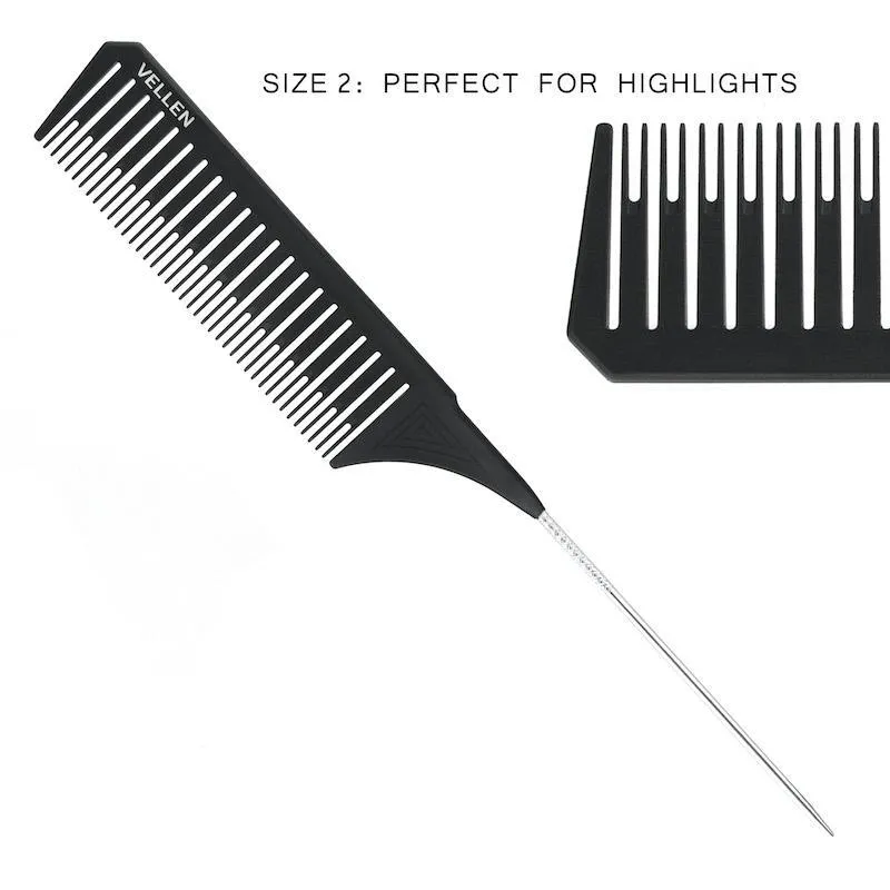Vellen Hair Pemium Tail Comb Set Black Trio**