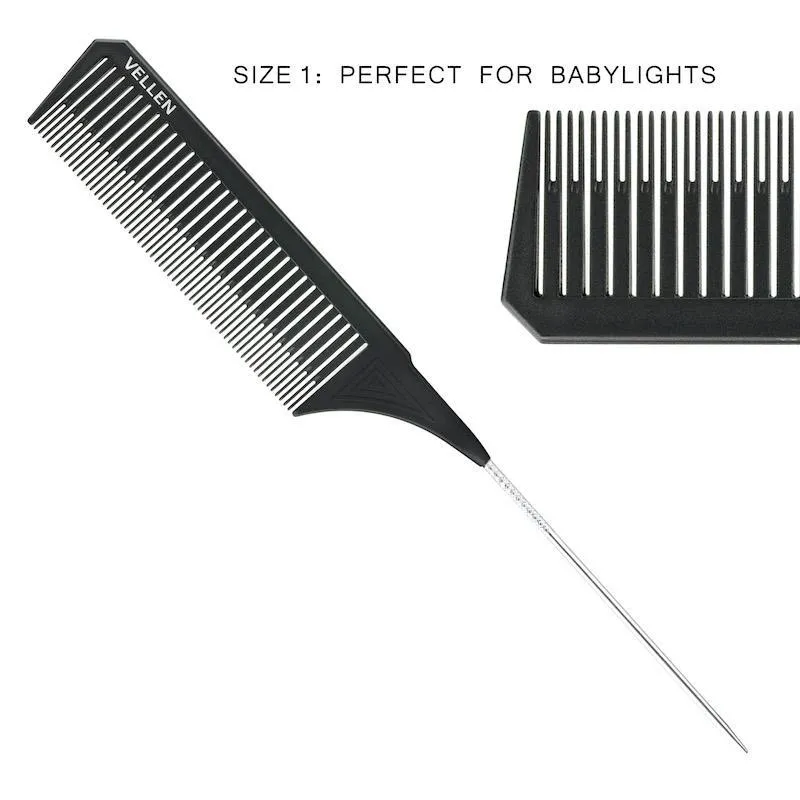 Vellen Hair Pemium Tail Comb Set Black Trio**