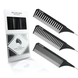 Vellen Hair Pemium Tail Comb Set Black Trio**