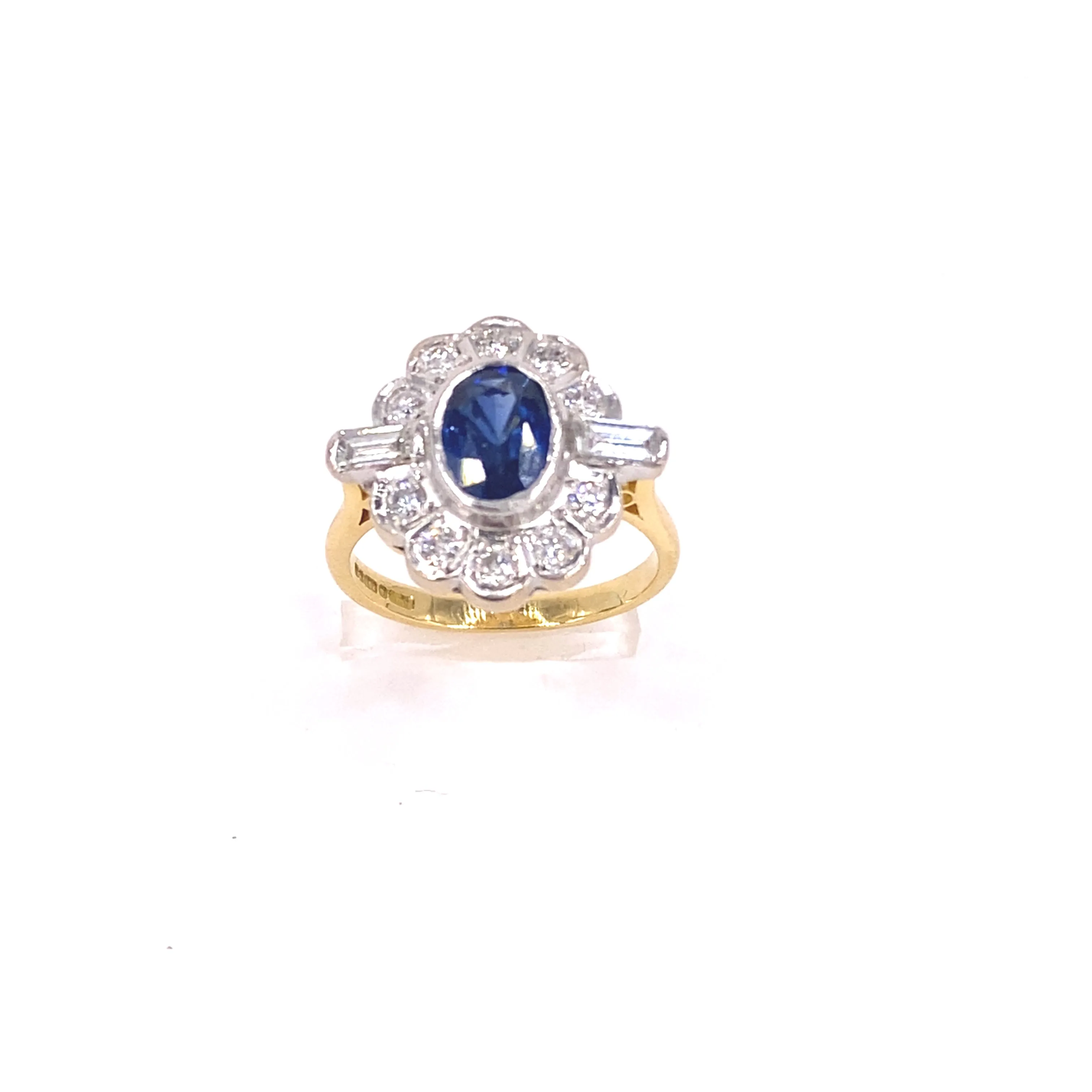 Women’s 18ct Yellow Gold Diamond Sapphire Cocktail Ring - 5.7g 0.70ct