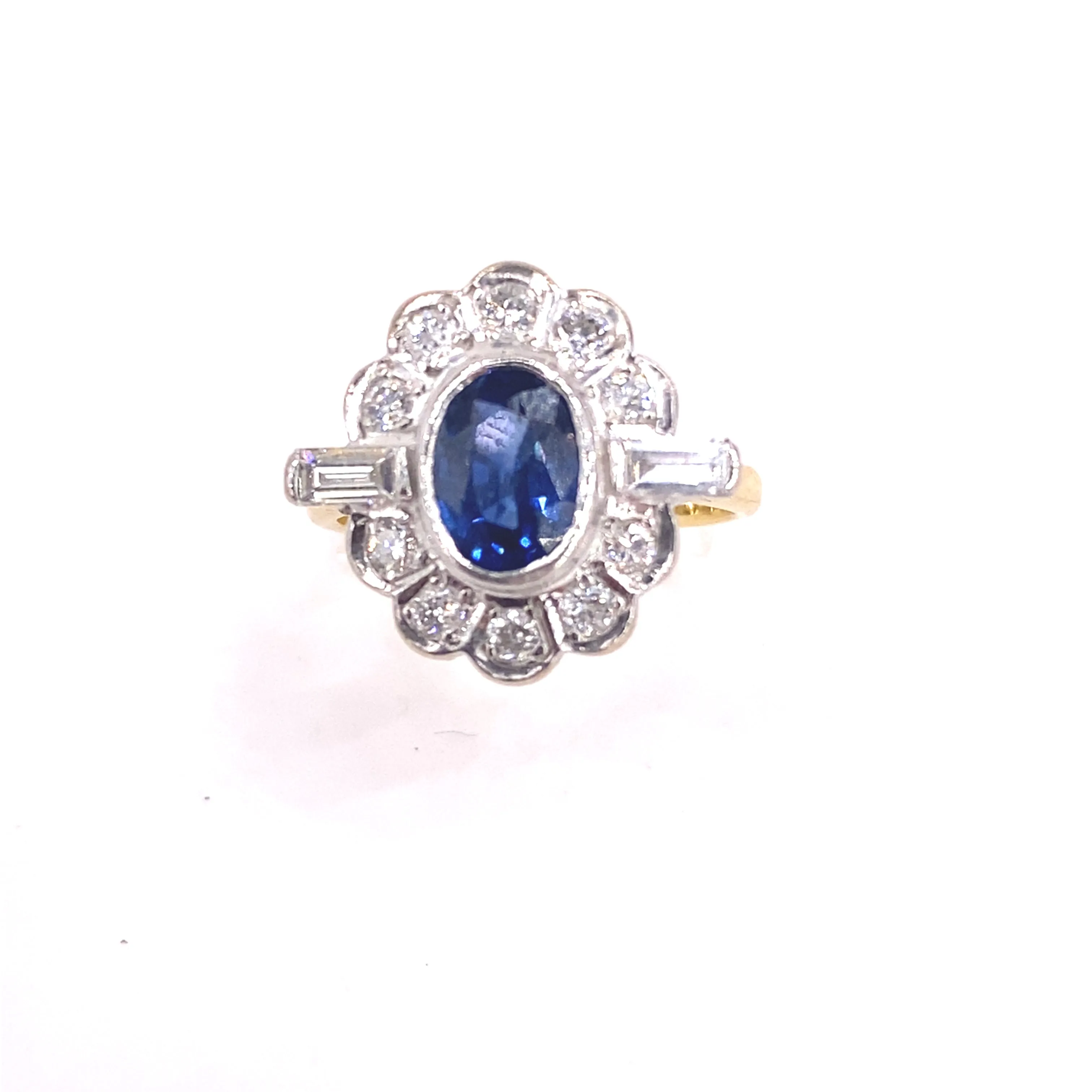 Women’s 18ct Yellow Gold Diamond Sapphire Cocktail Ring - 5.7g 0.70ct