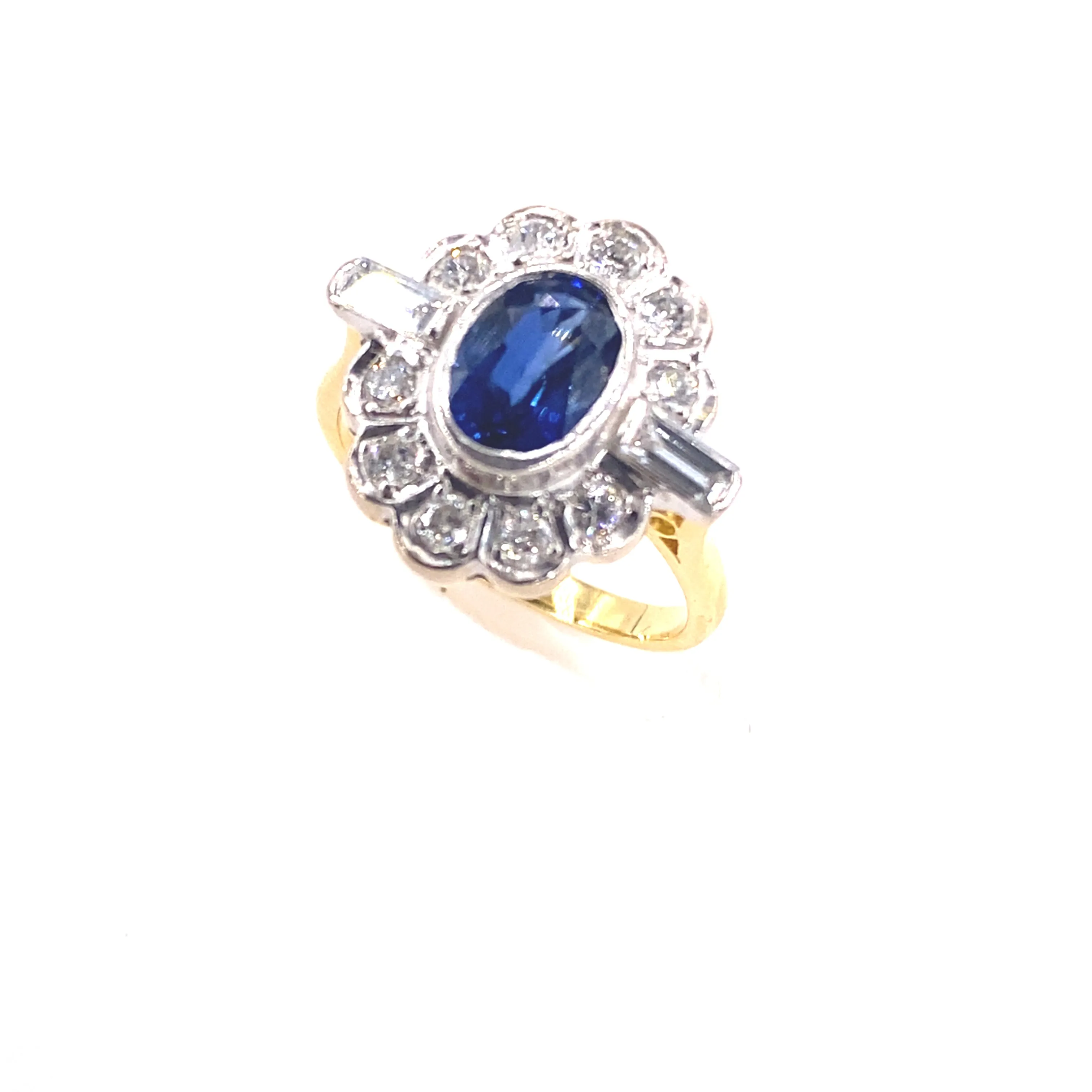 Women’s 18ct Yellow Gold Diamond Sapphire Cocktail Ring - 5.7g 0.70ct