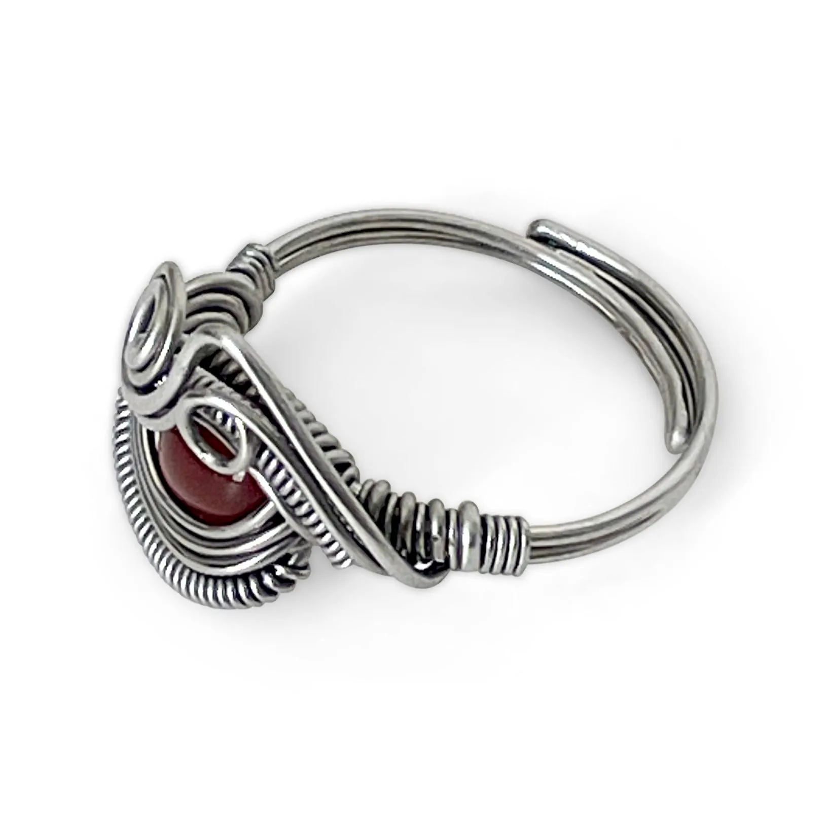 Wrapped Adjustable Red Gemstone Ring