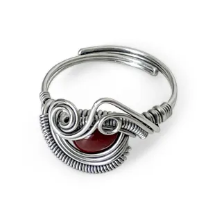 Wrapped Adjustable Red Gemstone Ring